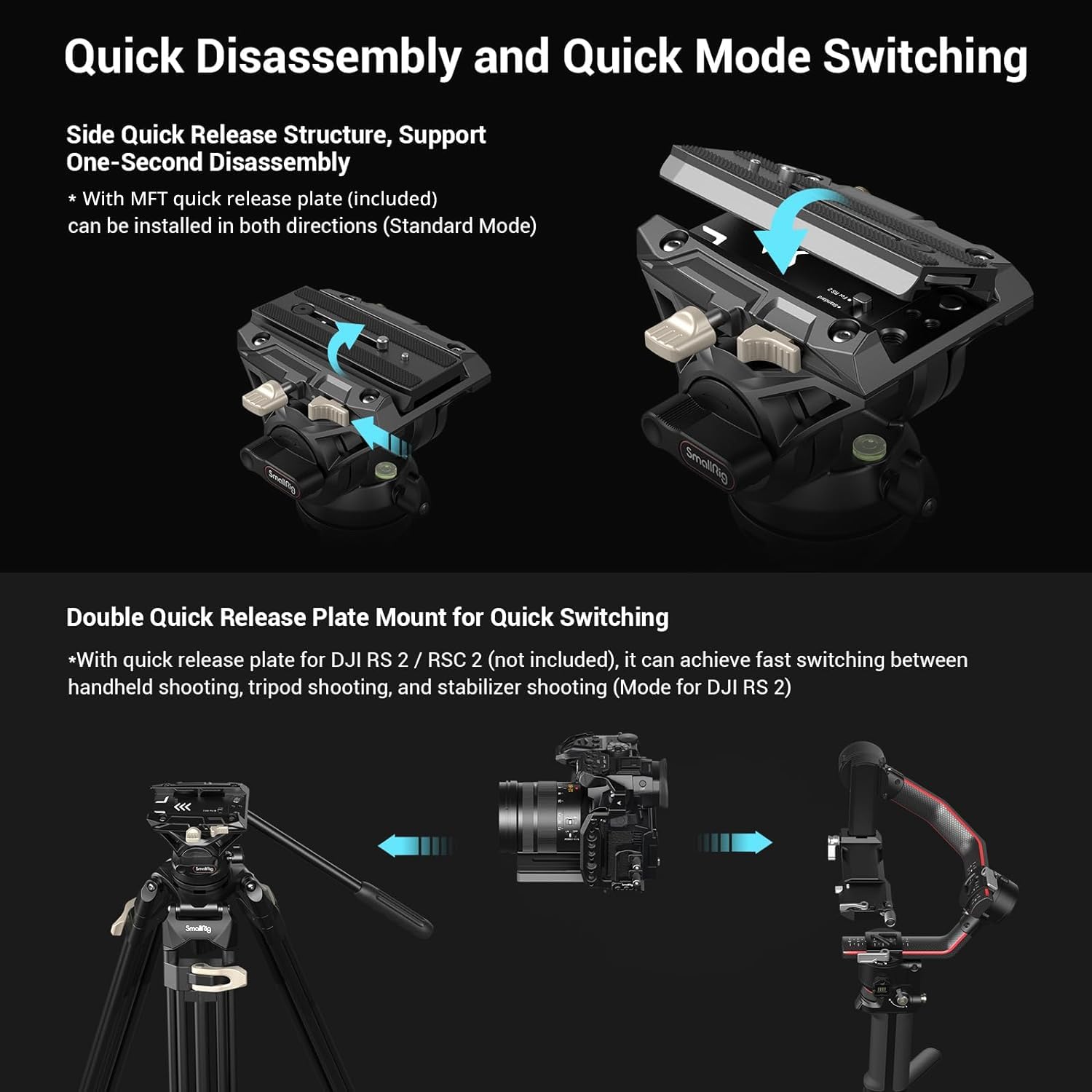 Foto 7 pulgar | Trípode De Vídeo Smallrig Ad-01 De 73 Cm Con Cabezal Fluido Para Réflex - Venta Internacional.
