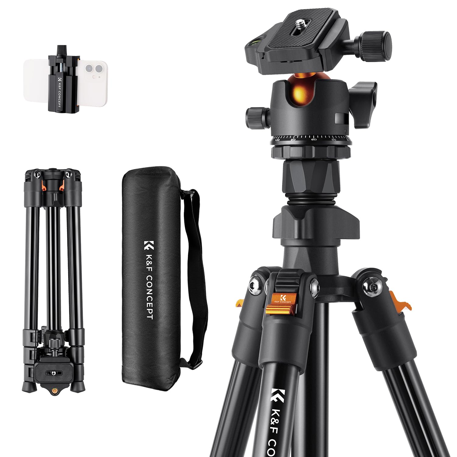 Tripié de Cámara K&f Concept K234a0+bh-28l Ligero 163 Cm - Venta Internacional