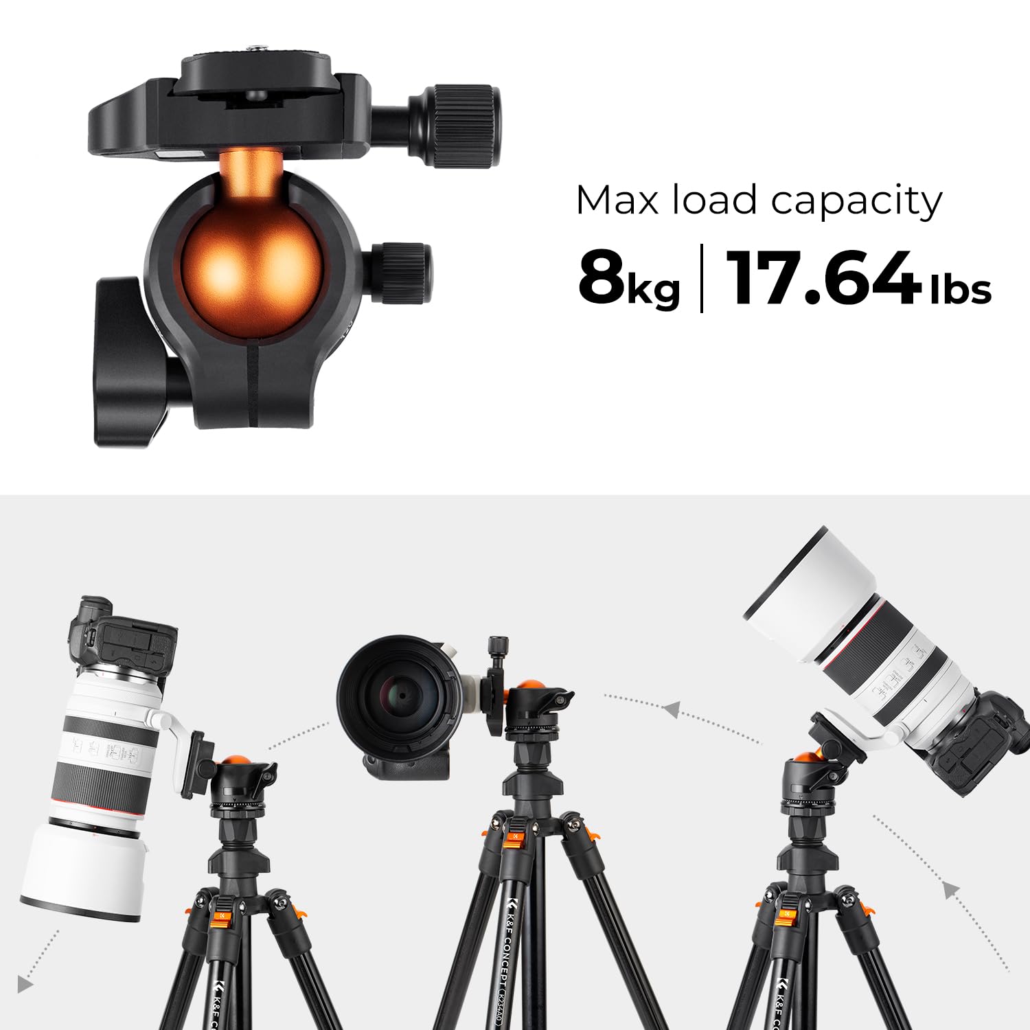 Foto 5 pulgar | Tripié de Cámara K&f Concept K234a0+bh-28l Ligero 163 Cm - Venta Internacional