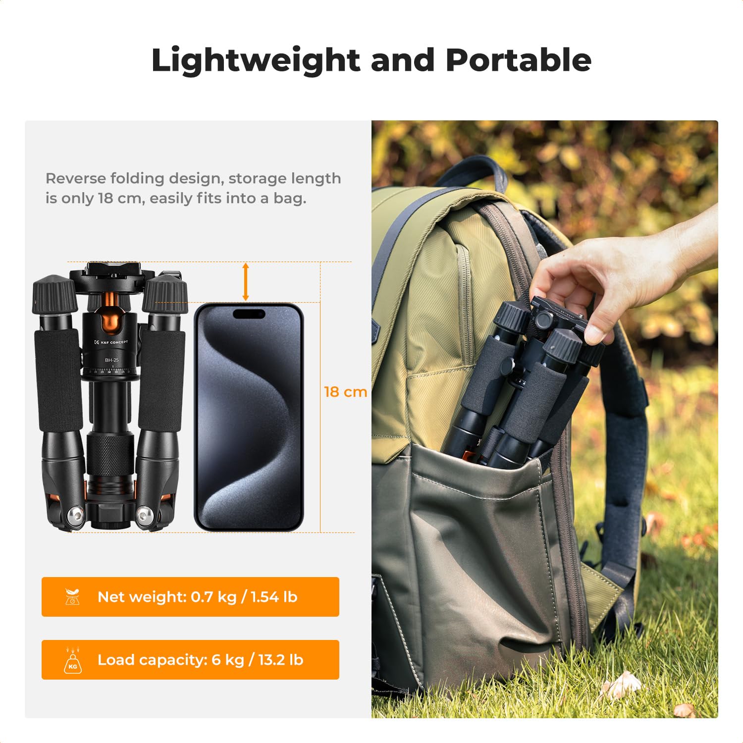 Foto 2 | Trípode K&F Concept Mini Desktop de 52 cm con Cabezal Esférico para Cámara - Venta Internacional