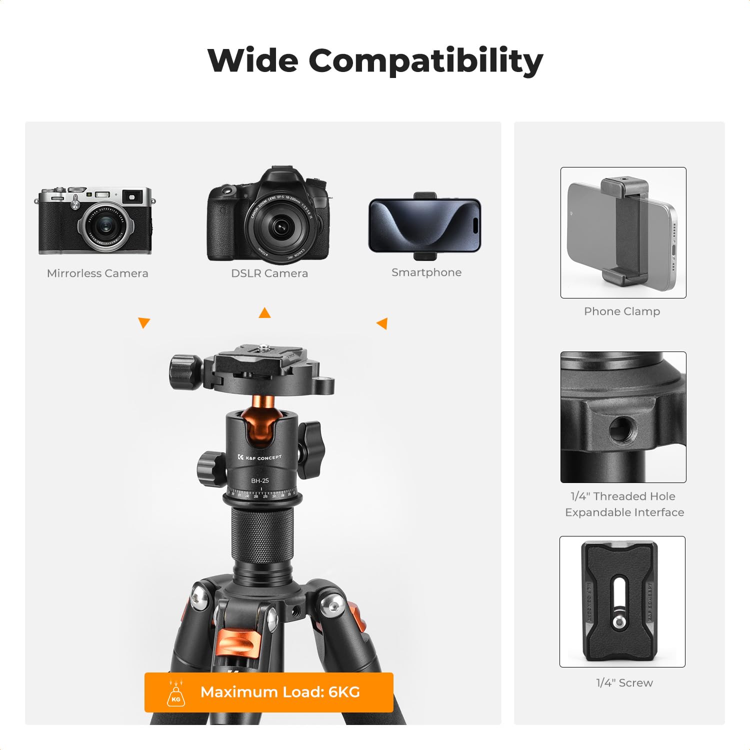 Foto 7 | Trípode K&F Concept Mini Desktop de 52 cm con Cabezal Esférico para Cámara - Venta Internacional