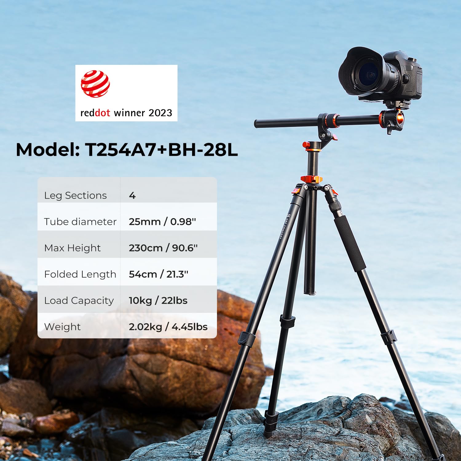 Foto 2 | Trípode Para Cámara K&f Concept T254a7+bh-28l 230 Cm Con Monopie - Venta Internacional.