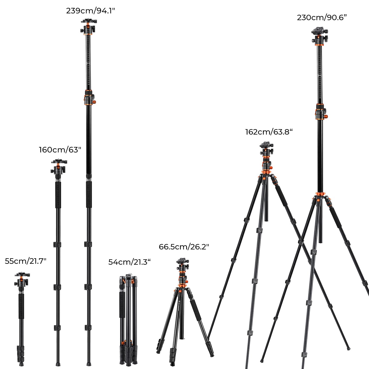 Foto 7 pulgar | Trípode Para Cámara K&f Concept T254a7+bh-28l 230 Cm Con Monopie - Venta Internacional.
