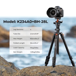 Foto 2 | Trípode De Cámara K&f Concept K234a0+bh-28l Ligero 163 Cm - Venta Internacional.