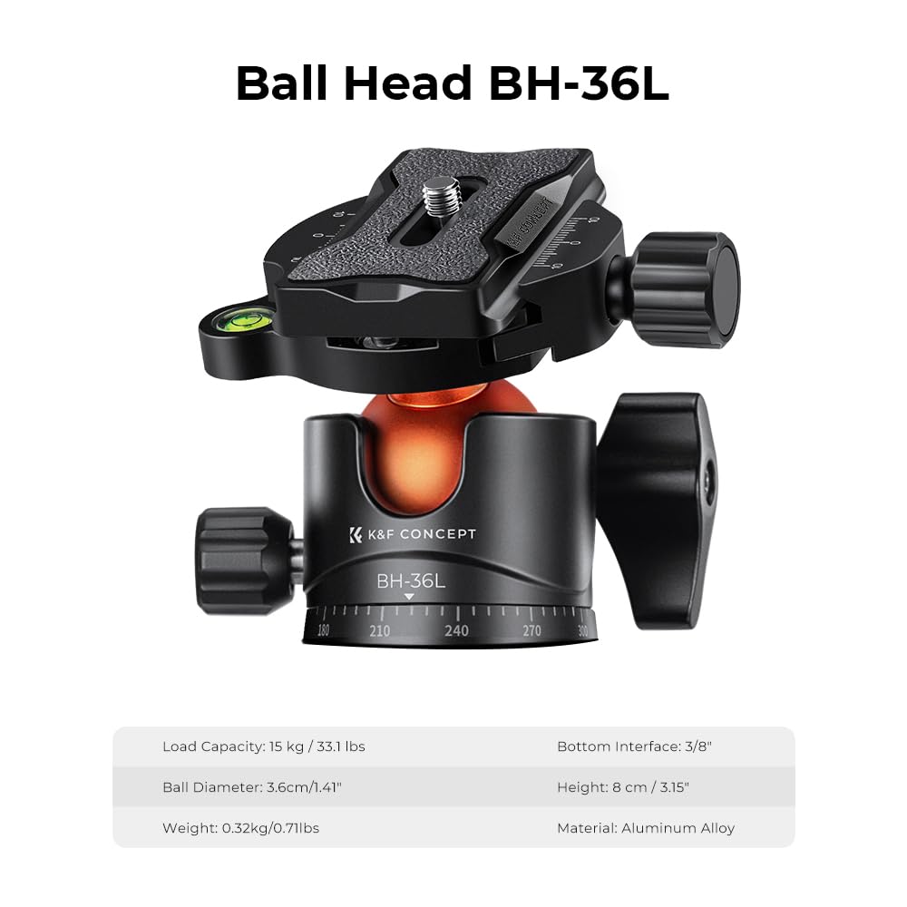 Foto 5 | Trípode K&F Concept A255C2+BH-35L de Fibra de Carbono 15 kg de Carga - Venta Internacional