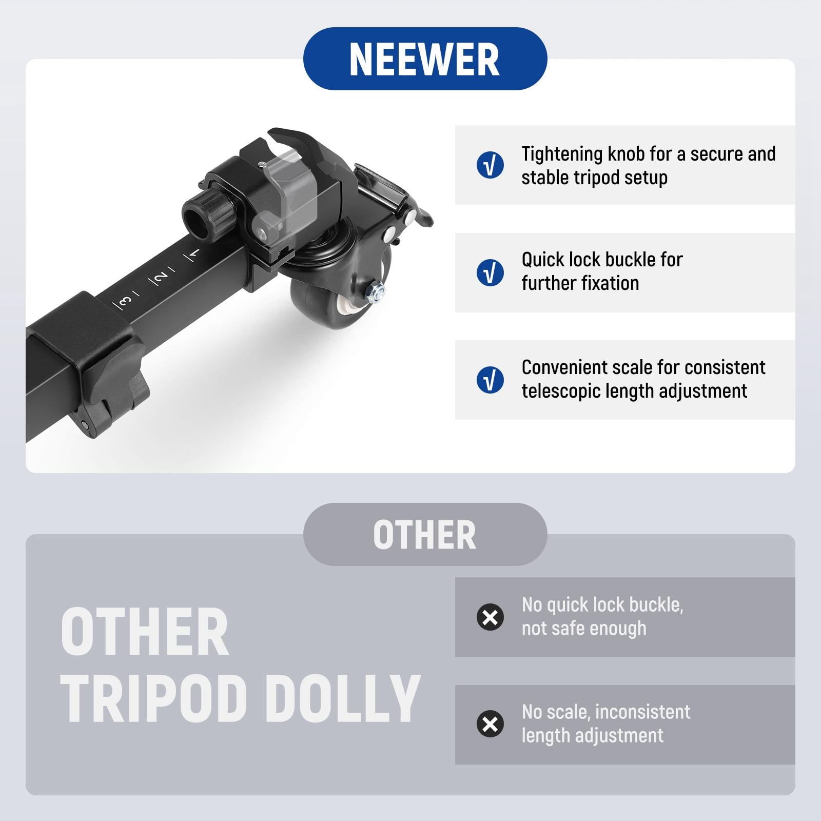 Foto 4 pulgar | Trípode Fotográfico Dolly Neewer Ts009 Con Ruedas De Goma De 15 Kg - Venta Internacional.