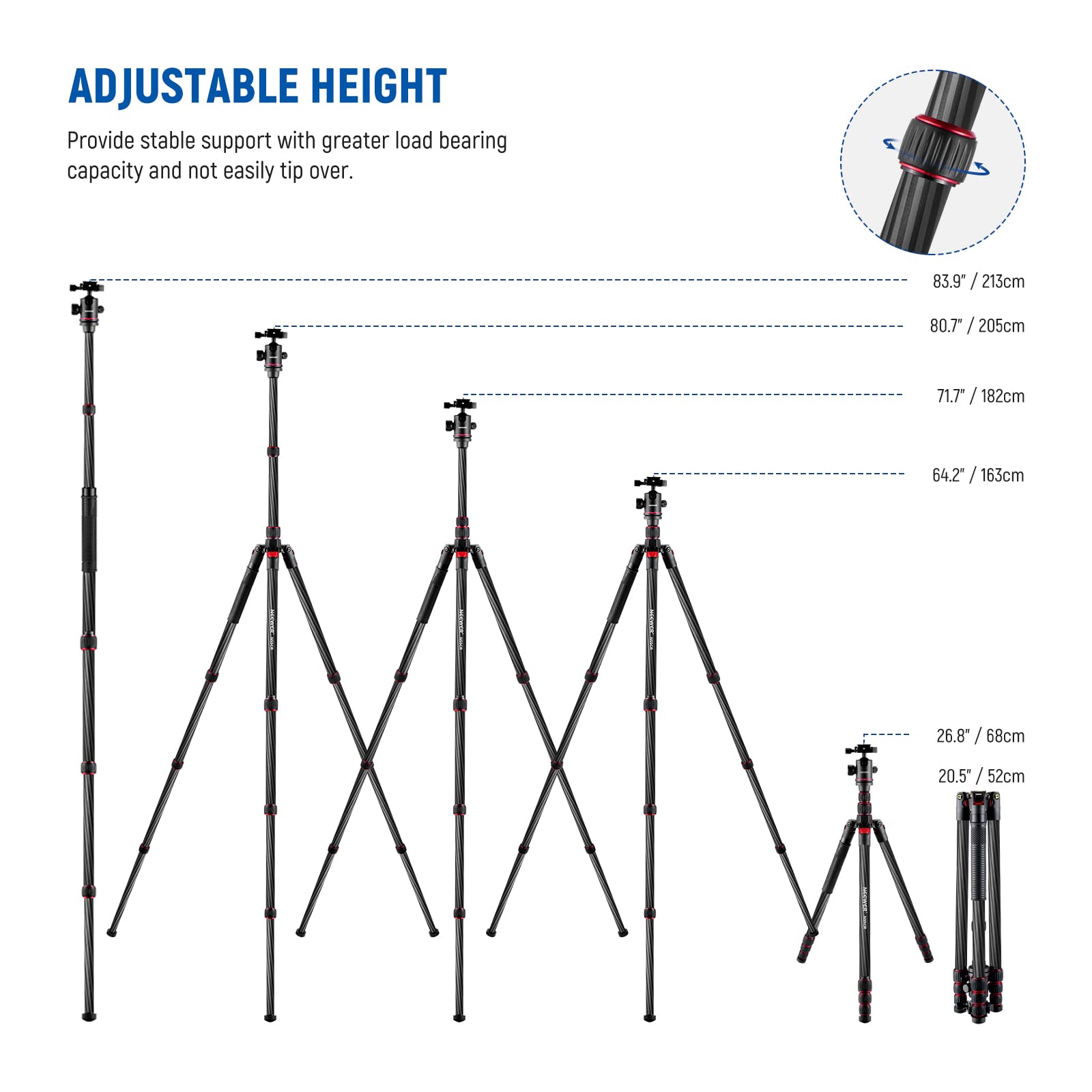 Foto 4 pulgar | Trípode Para Cámara Neewer Upgrade 80.7 De Fibra De Carbono Con Rótula - Venta Internacional.