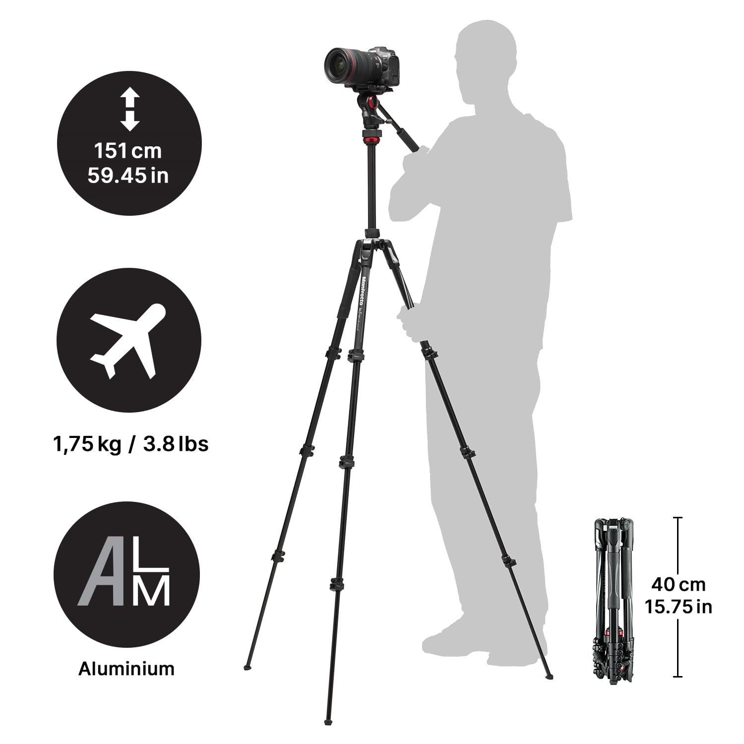 Foto 3 pulgar | Trípode Manfrotto Befree Travel Professional Video Negro - Venta Internacional.