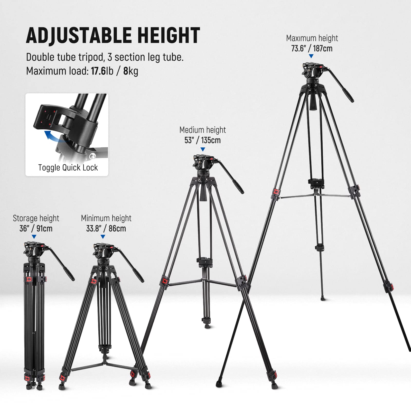 Foto 3 pulgar | Trípode Neewer Tp74 Pro Video Con Cabezal Fluido Para Réflex Digital De 8 Kg - Venta Internacional.