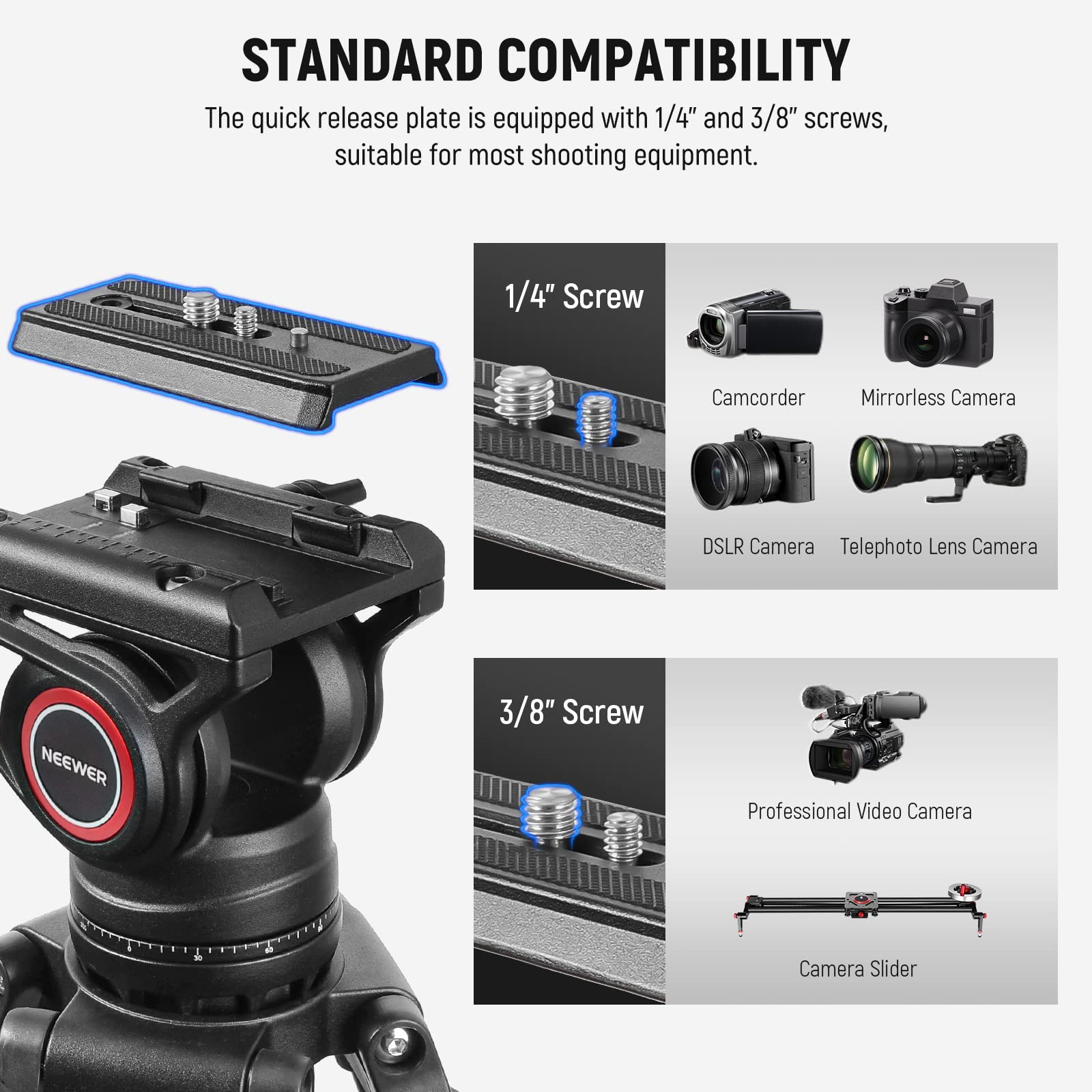 Foto 7 | Trípode Neewer Tp74 Pro Video Con Cabezal Fluido Para Réflex Digital De 8 Kg - Venta Internacional.