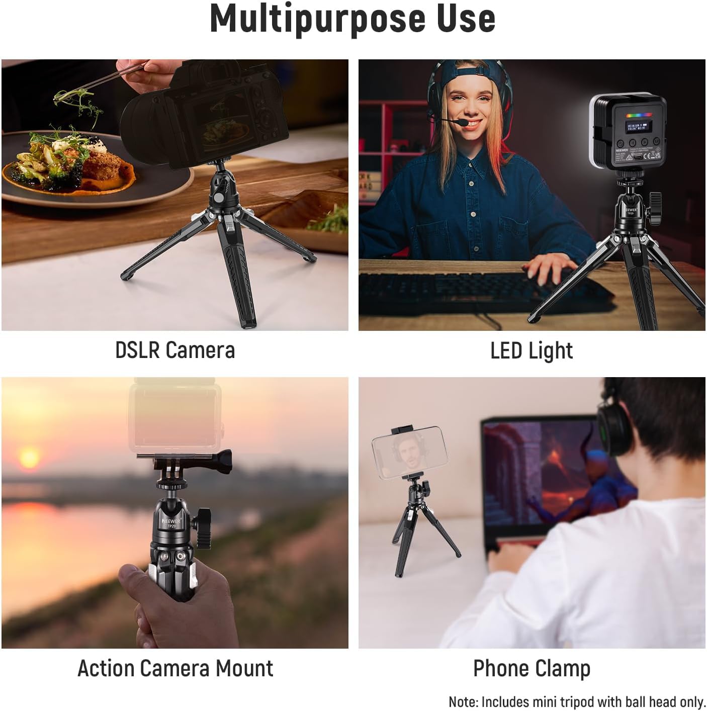 Foto 3 pulgar | Mesa Pequeña De Metal Tripod Neewer Tp29 Con Cabeza Esférica De 360°, 3 Kg - Venta Internacional.