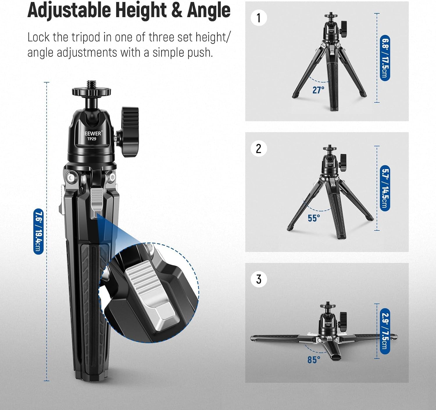 Foto 6 pulgar | Mesa Pequeña De Metal Tripod Neewer Tp29 Con Cabeza Esférica De 360°, 3 Kg - Venta Internacional.