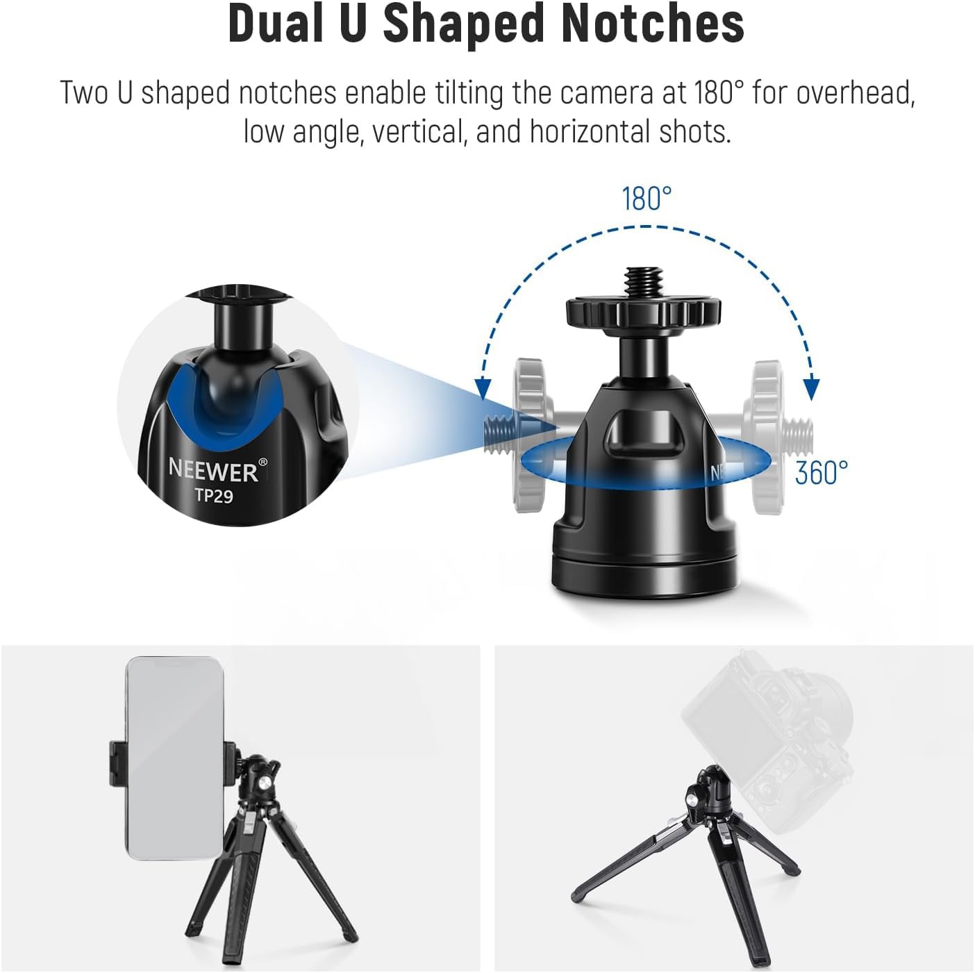 Foto 7 pulgar | Mesa Pequeña De Metal Tripod Neewer Tp29 Con Cabeza Esférica De 360°, 3 Kg - Venta Internacional.