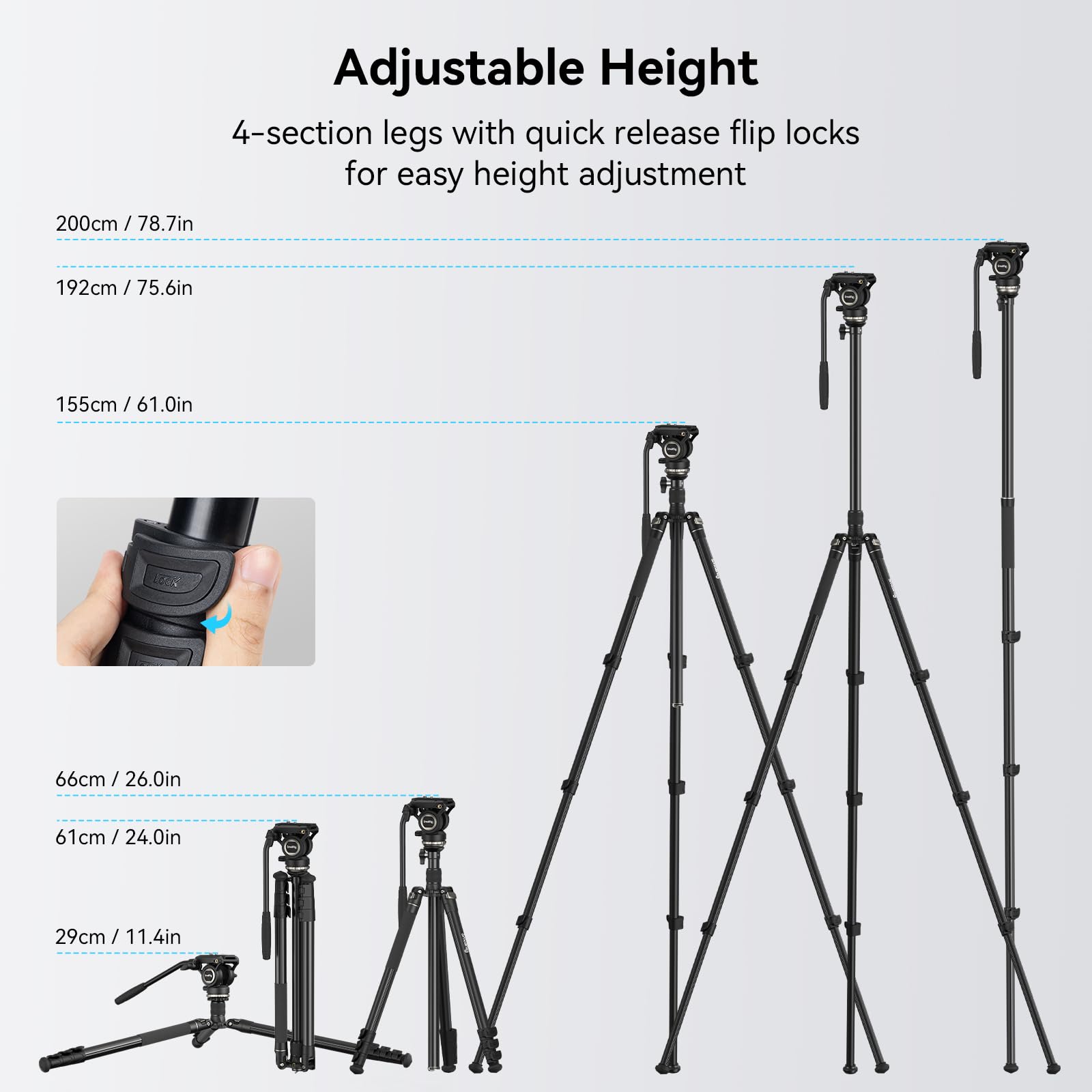 Foto 2 | Trípode De Vídeo Smallrig Ct210 4475 Con Cabezal Fluido Para Cámara - Venta Internacional.