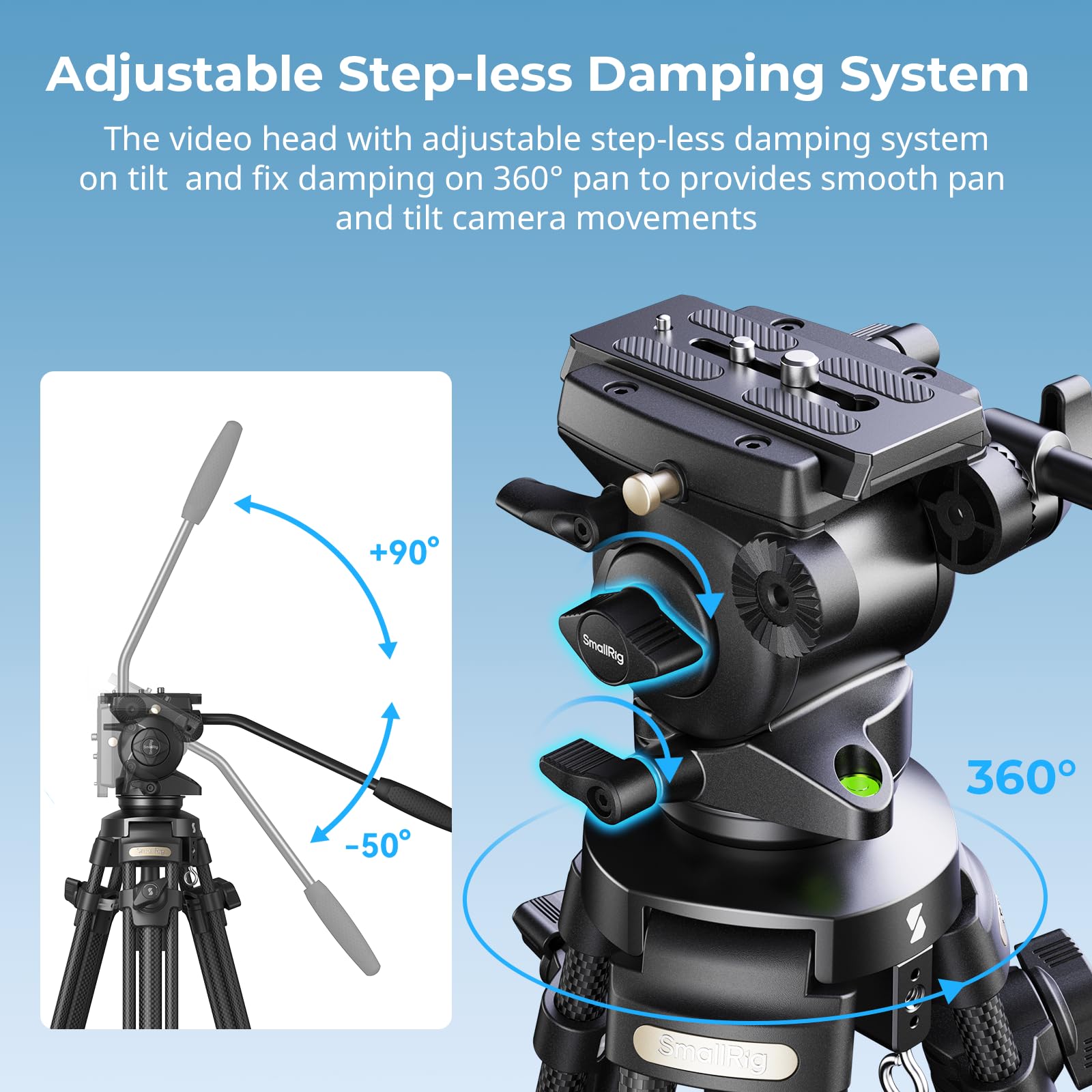 Foto 5 | Trípode De Vídeo Smallrig Ad-50 De Fibra De Carbono Con Cabezal Fluido, 6 Kg - Venta Internacional.