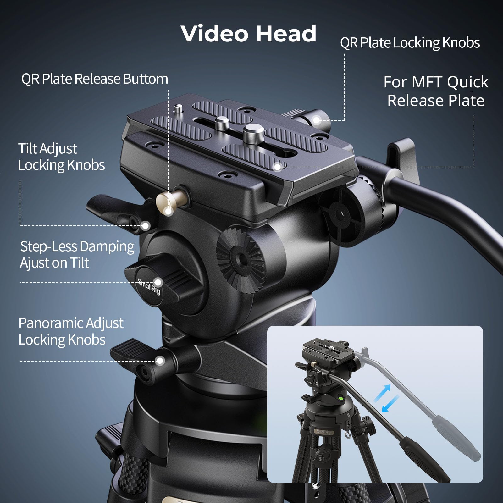 Foto 6 | Trípode De Vídeo Smallrig Ad-50 De Fibra De Carbono Con Cabezal Fluido, 6 Kg - Venta Internacional.