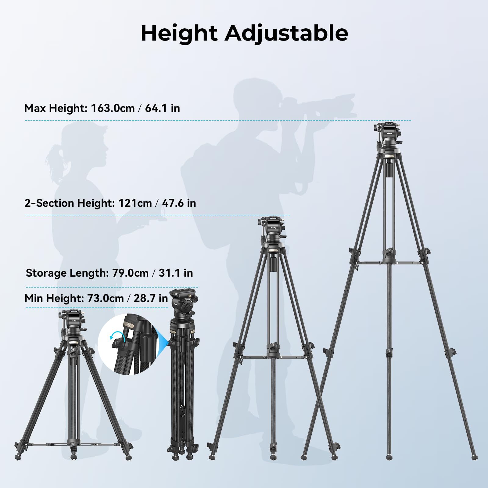 Foto 7 | Trípode De Vídeo Smallrig Ad-50 De Fibra De Carbono Con Cabezal Fluido, 6 Kg - Venta Internacional.