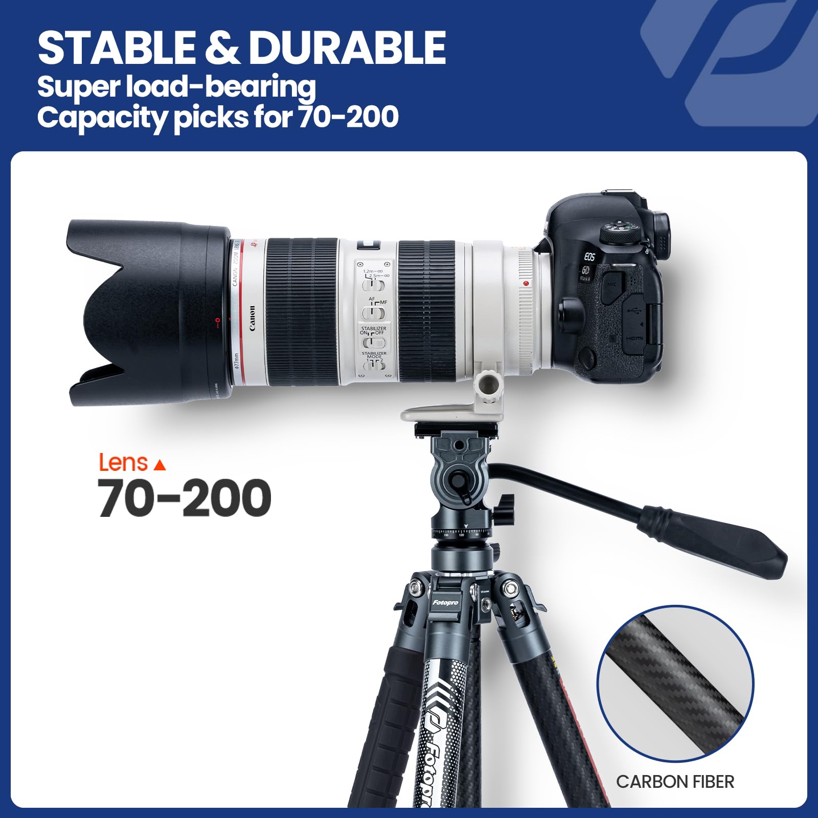 Foto 5 | Trípode Fotopro X-aircross 3 Lite Para Vídeo, Fibra De Carbono, 1,03 Kg - Venta Internacional.