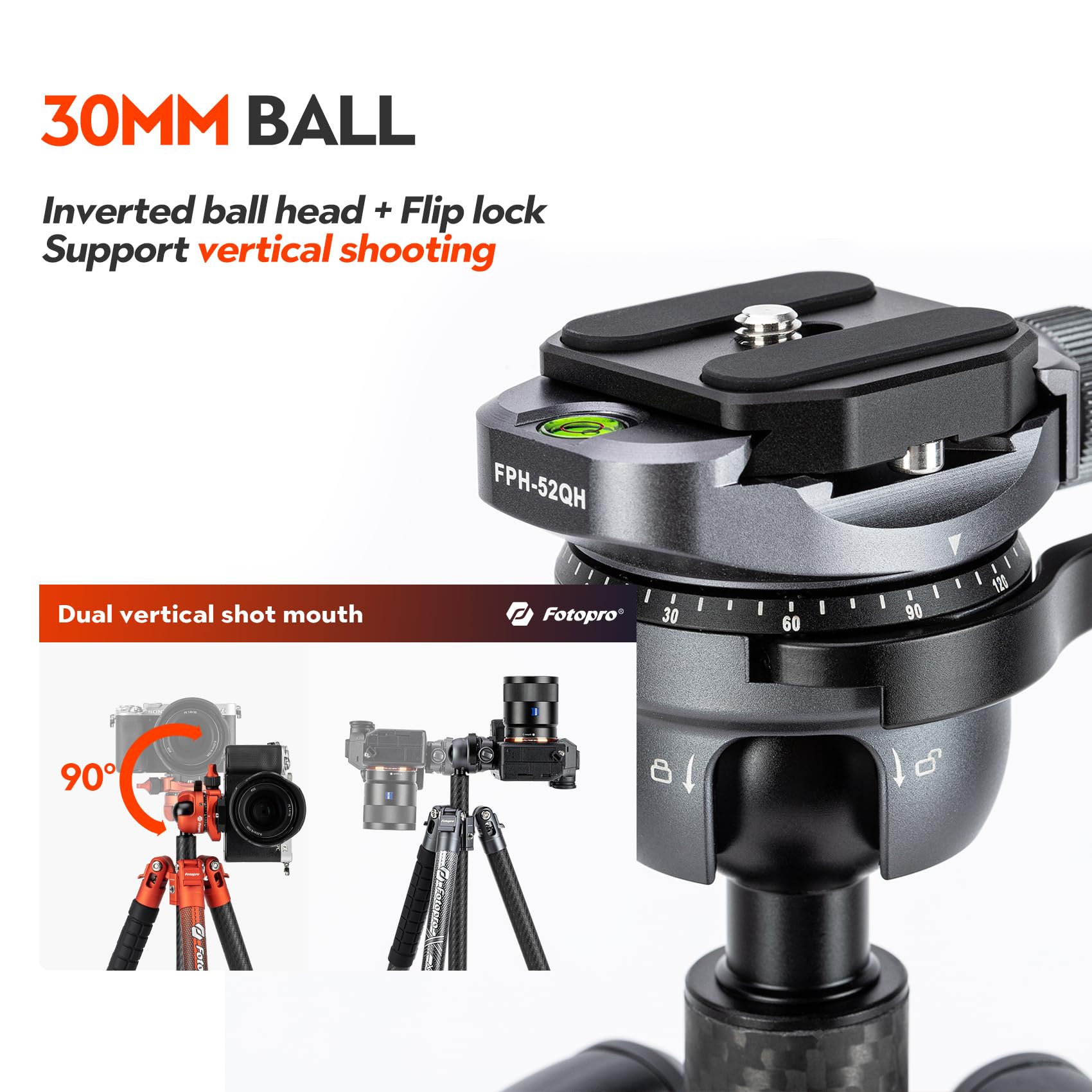 Foto 2 | Trípode Fotopro X-airfly De Fibra De Carbono De 160 Cm Con Cabeza Esférica - Venta Internacional.