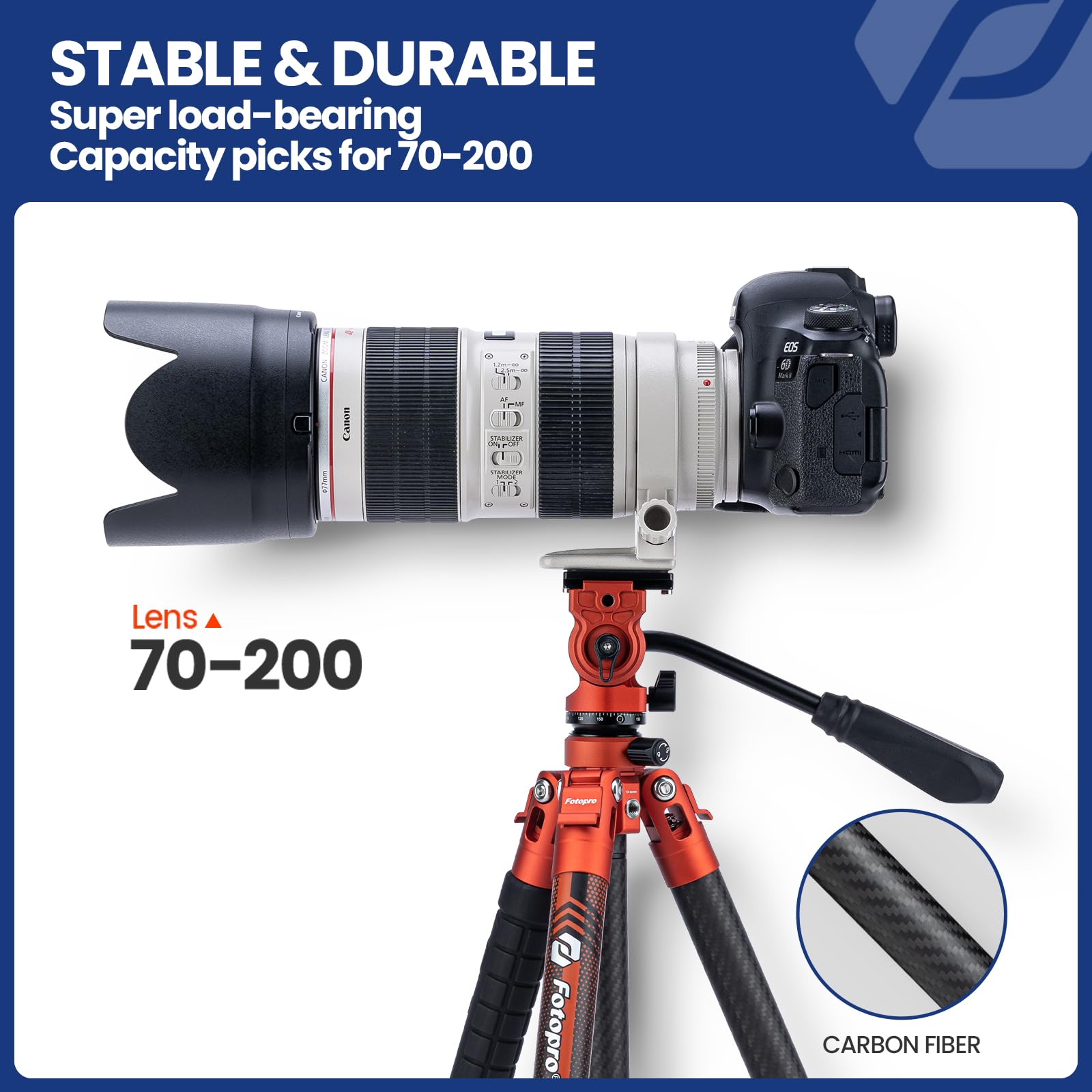 Foto 5 | Trípode Fotopro X-aircross 3 Lite Para Vídeo, Fibra De Carbono, 1,03 Kg - Venta Internacional.