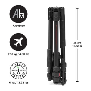 Foto 2 | Trípode Manfrotto Befree Gt Pro De Aluminio De 4 Secciones Negro - Venta Internacional.