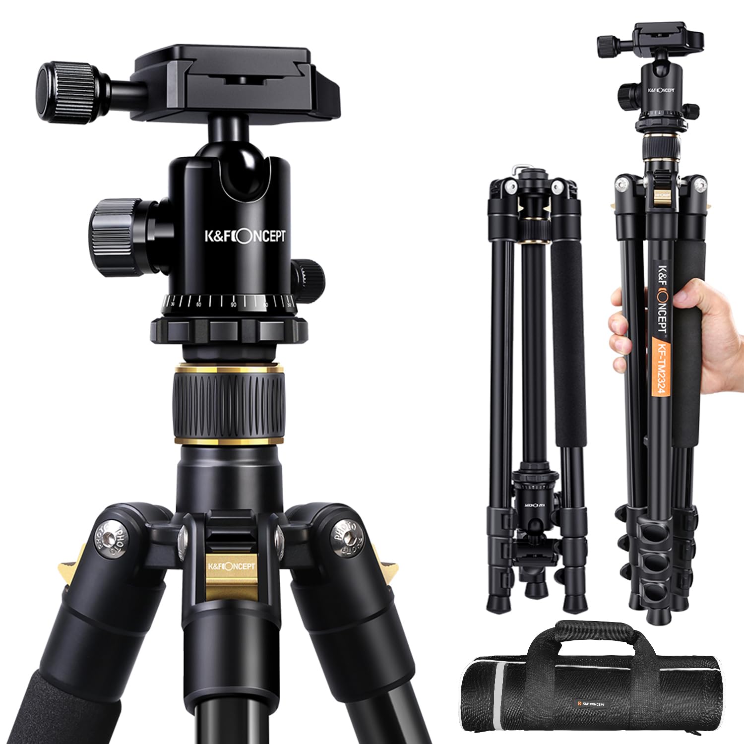 Trípode K&f Concept B234a1+bh-28 (tm2324) 162 Cm Para Réflex Digital - Venta Internacional.