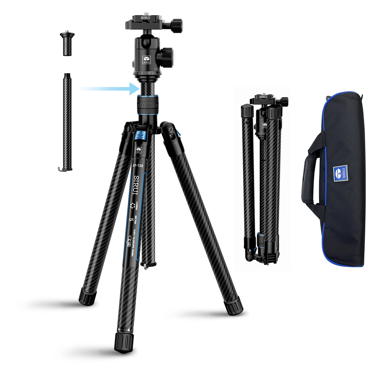 Trípode Sirui De Fibra De Carbono Traveler X-ii At-125 Con Cabezal Esférico E-10 - Venta Internacional.