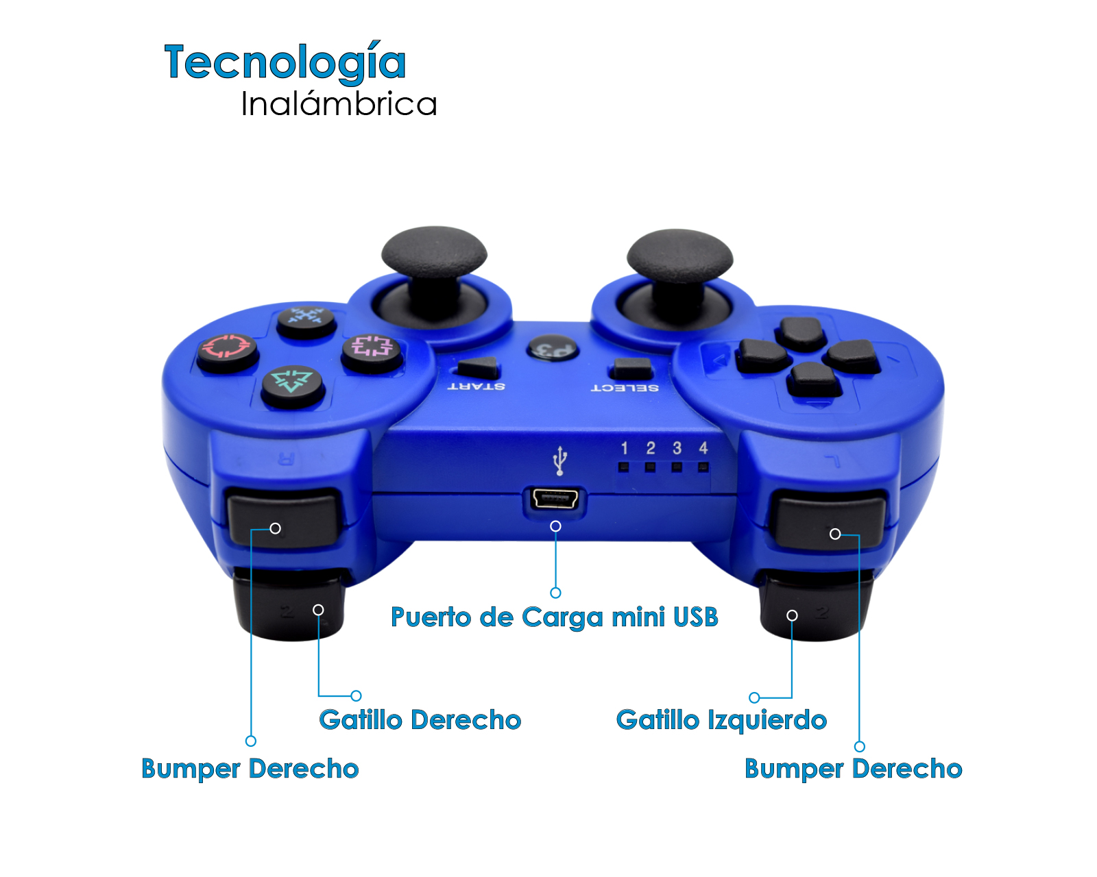 Foto 4 pulgar | Control Inalámbrico Bluetooth Virtual Zone Compatible con Playstation 3 color Azul