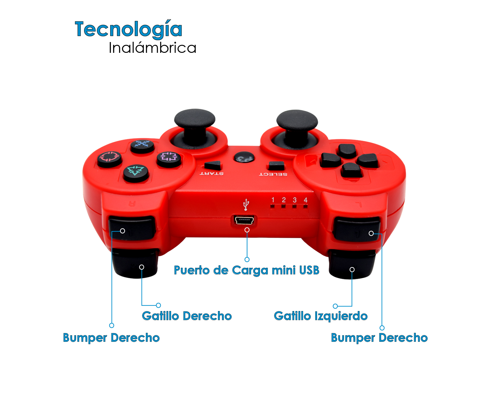 Foto 4 pulgar | Control Inalámbrico Bluetooth Virtual Zone Rojo Compatible Con Playstation 3