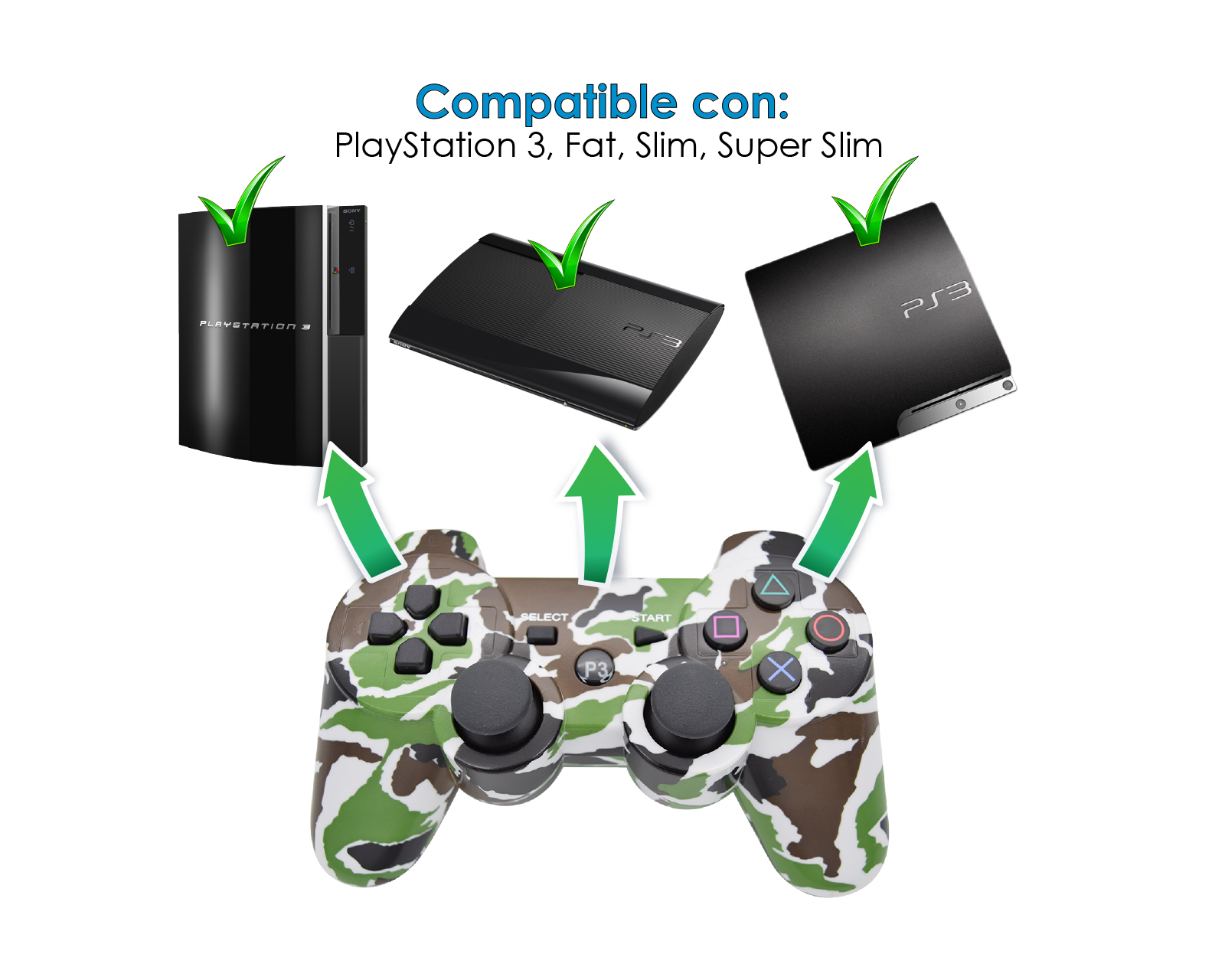 Foto 3 | Control Inalámbrico Bluetooth Virtual Zone Multicolor CF Compatible con PlayStation 3