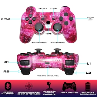 Foto 3 | Control Inalambrico Compatible Con Ps3 Galaxia + Cable De Carga