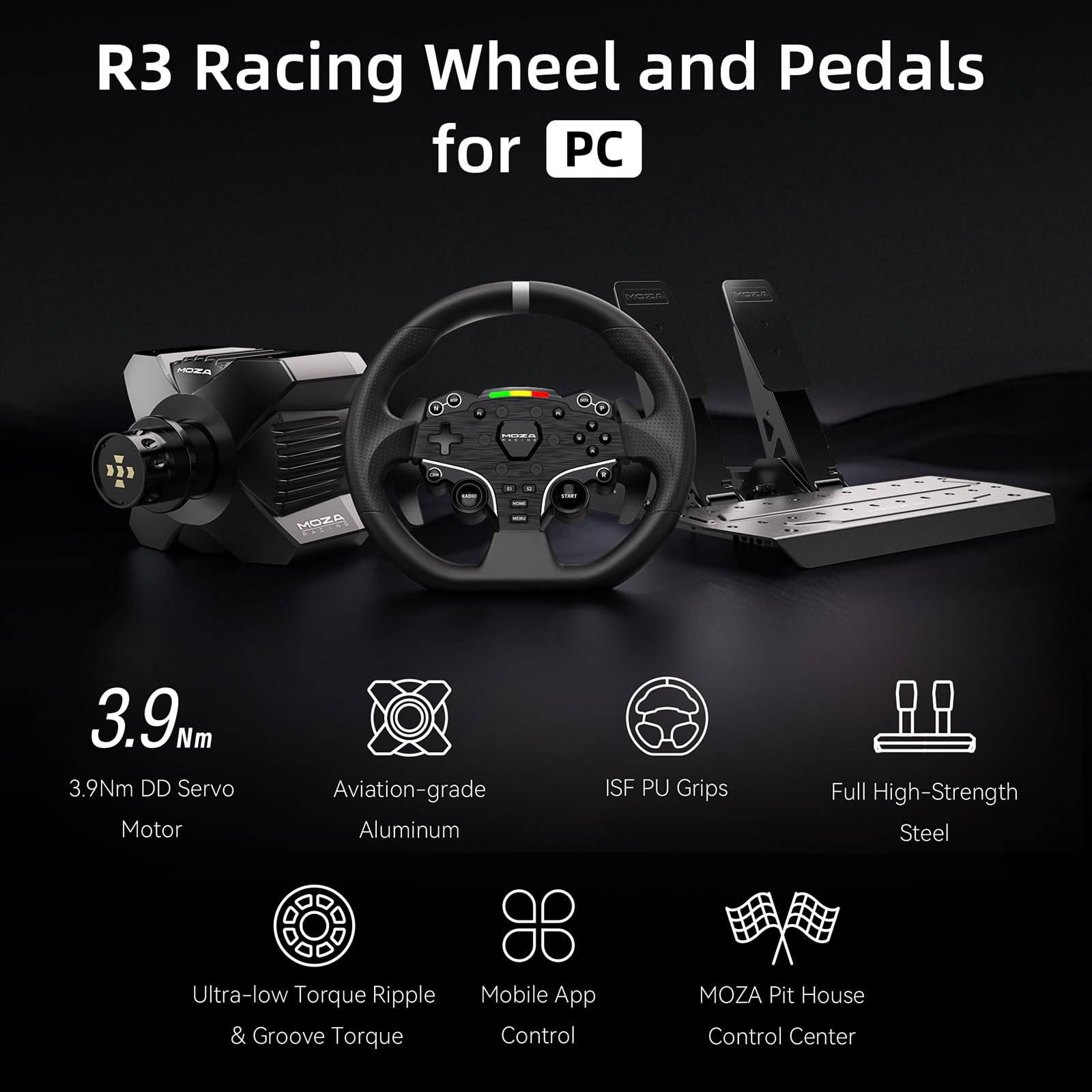 Foto 3 | Paquete De Volante Y Pedales Moza R3 Para Pc Racing Simulator - Venta Internacional.