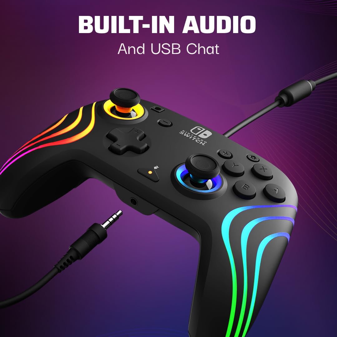 Foto 4 pulgar | Controlador Pro De Nintendo Switch Pdp Afterglow Wave Negro - Venta Internacional.