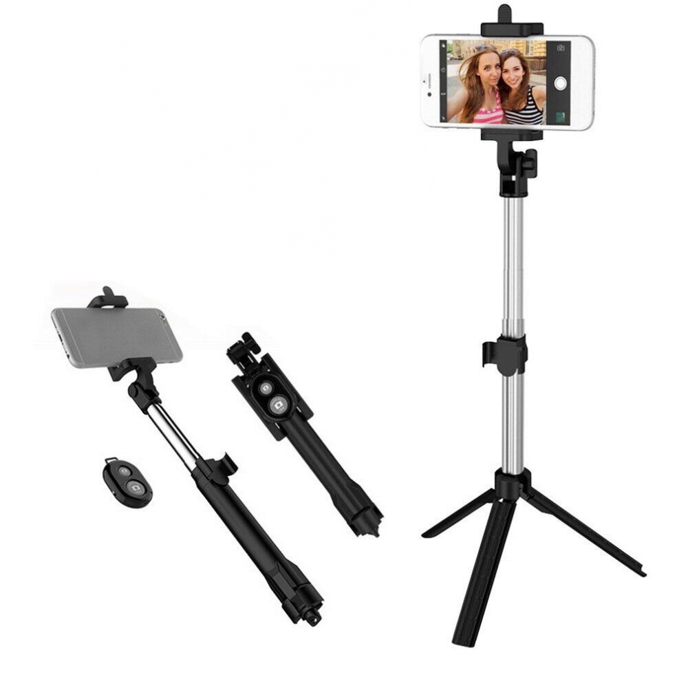 Selfie Stick Genérico Con Bluetooth color Negro