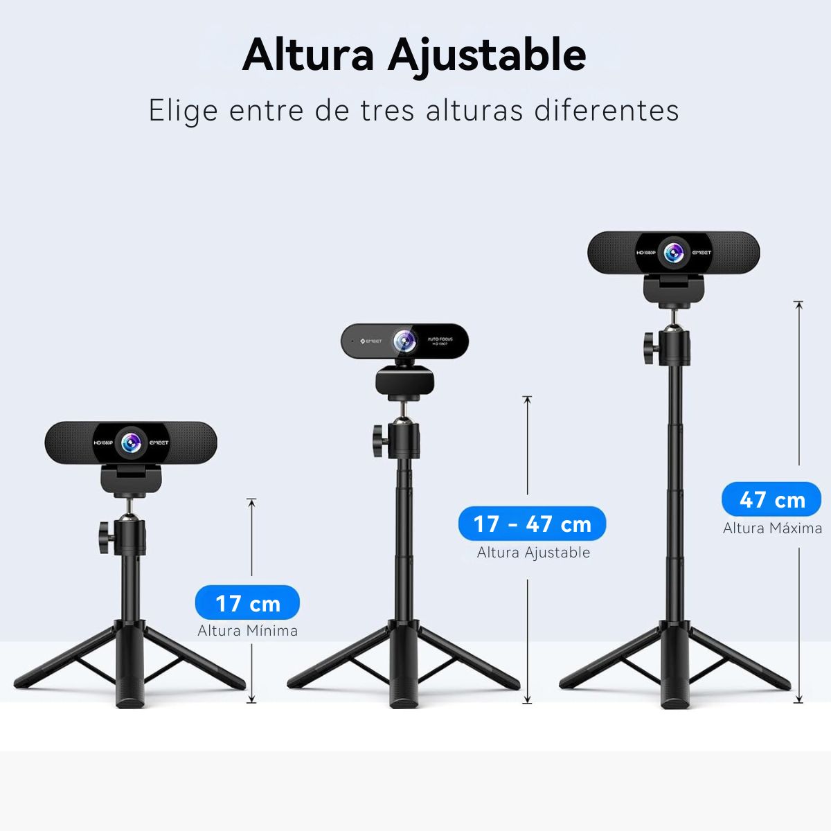 Foto 3 pulgar | Trípode Para Cámara Web Emeet Td303 Altura Ajustable Con Cabezal Giratorio De 360°