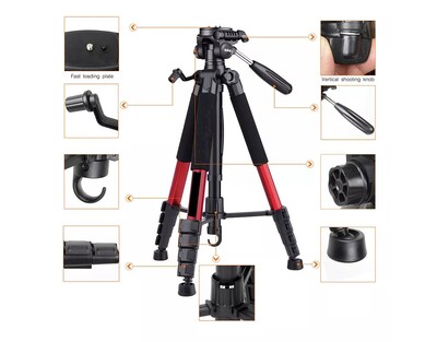 Foto 2 | Tripie para Fotografía y Video para Cámaras Negro con Rojo Belug