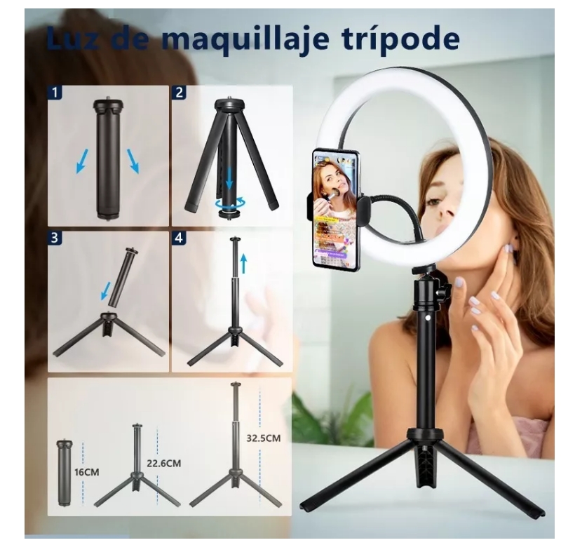 Foto 4 pulgar | Aro Wünd  Luz Led Tripie Lámpara De Maquillaje Foto Video