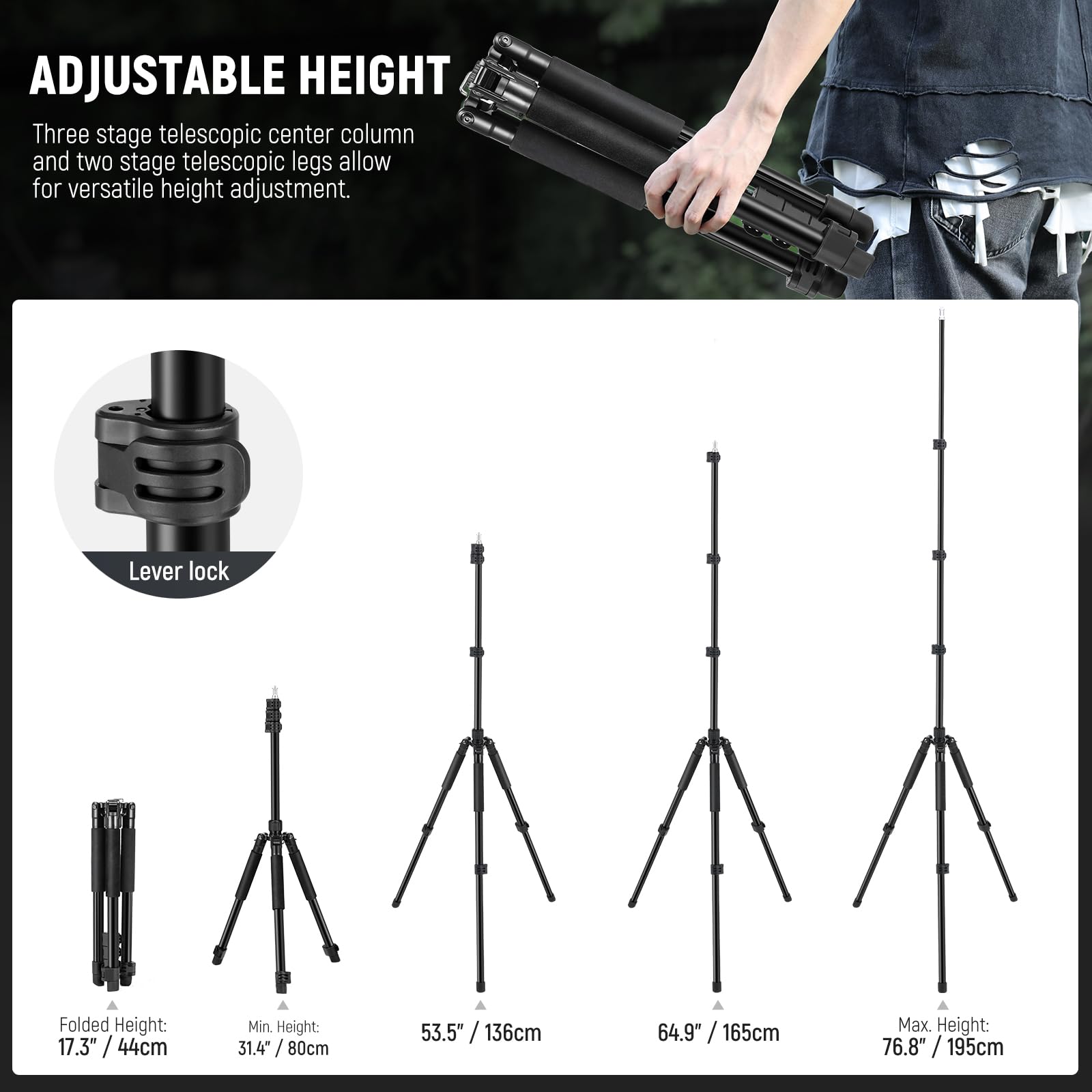 Foto 2 | Soporte De Luz Para Fotografía Neewer St195 De Aluminio 47-195 Cm - Venta Internacional.