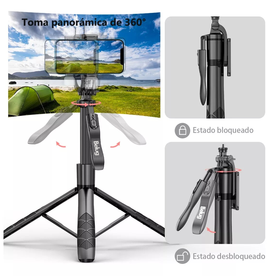 Foto 5 | Trípode Para Celular Control Remoto Luz 1.53m, Belug  Negro