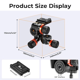 Foto 5 | Cabezal De Trípode K&f Concept Con Engranajes De 3 Vías, Aluminio Totalmente Cnc, 6 Kg - Venta Internacional.