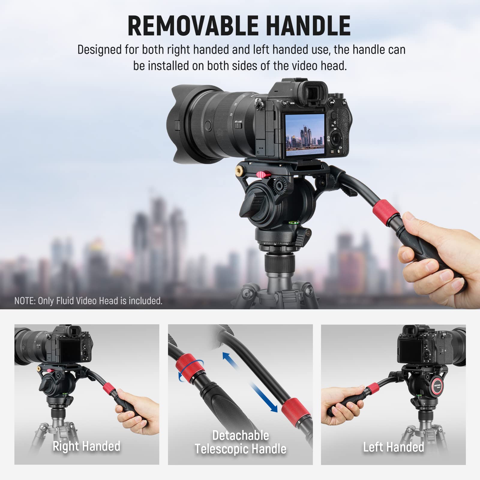 Foto 7 pulgar | Trípode Con Cabezal Fluido Neewer Gm001, Carga Máxima De 6 Kg Para Cámaras Réflex Digitales - Venta Internacional.