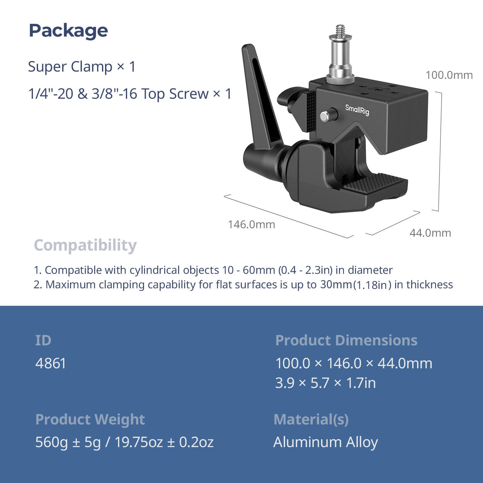 Foto 7 pulgar | Super Clamp Kit Smallrig 4861 Heavy Duty, Carga Máxima De 15 Kg - Venta Internacional.