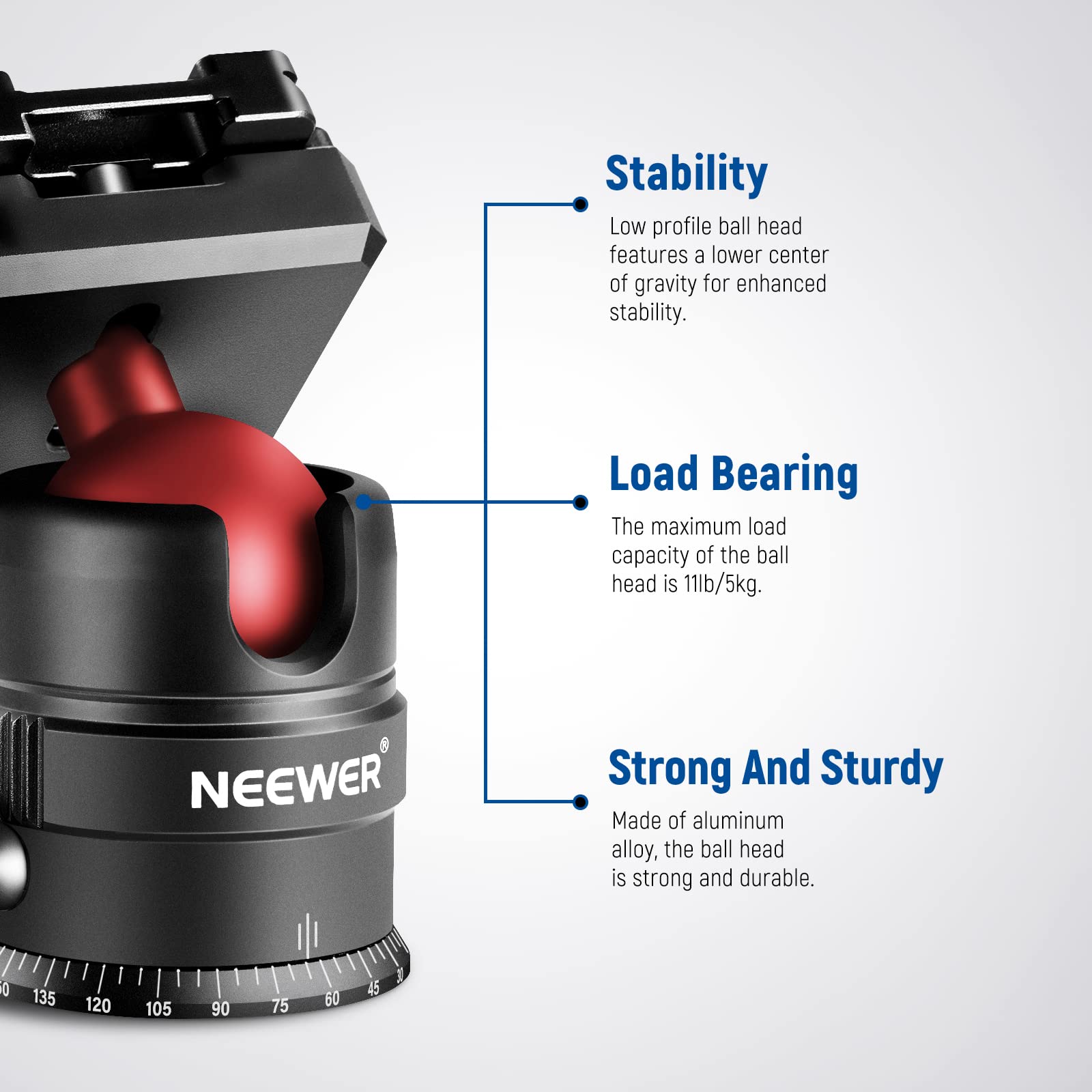 Foto 6 | Cabezal De Trípode Neewer Gm28, Cabeza Esférica Giratoria De 360°, Carga De 5 Kg - Venta Internacional.