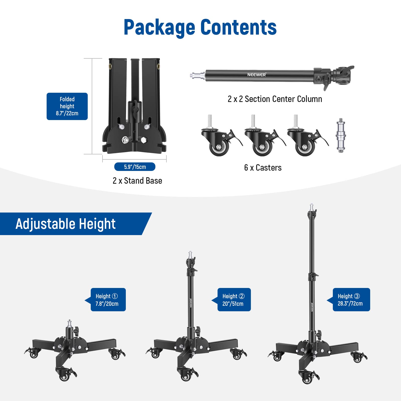 Foto 4 pulgar | Soporte Ligero Neewer St72 Heavy Duty Con Ruedas De 70 A 180 Cm - Venta Internacional.