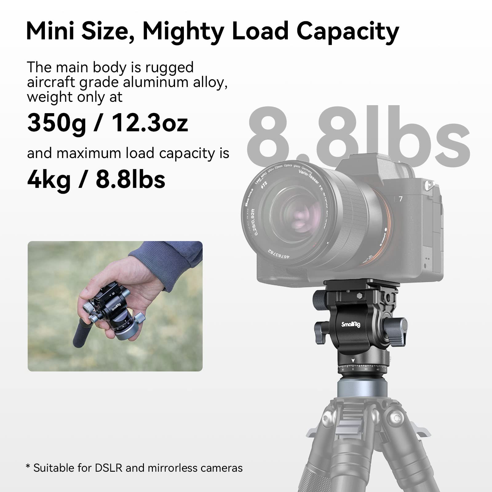 Foto 7 pulgar | Trípode, Cabezal Giratorio E Inclinable, Cabezal Fluido Smallrig Ch20, Carga 4 Kg - Venta Internacional.