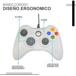 Foto 2 | Control Joystick Kimhi Gamepad Alámbrico USB Genérico Ergonómico Blanco