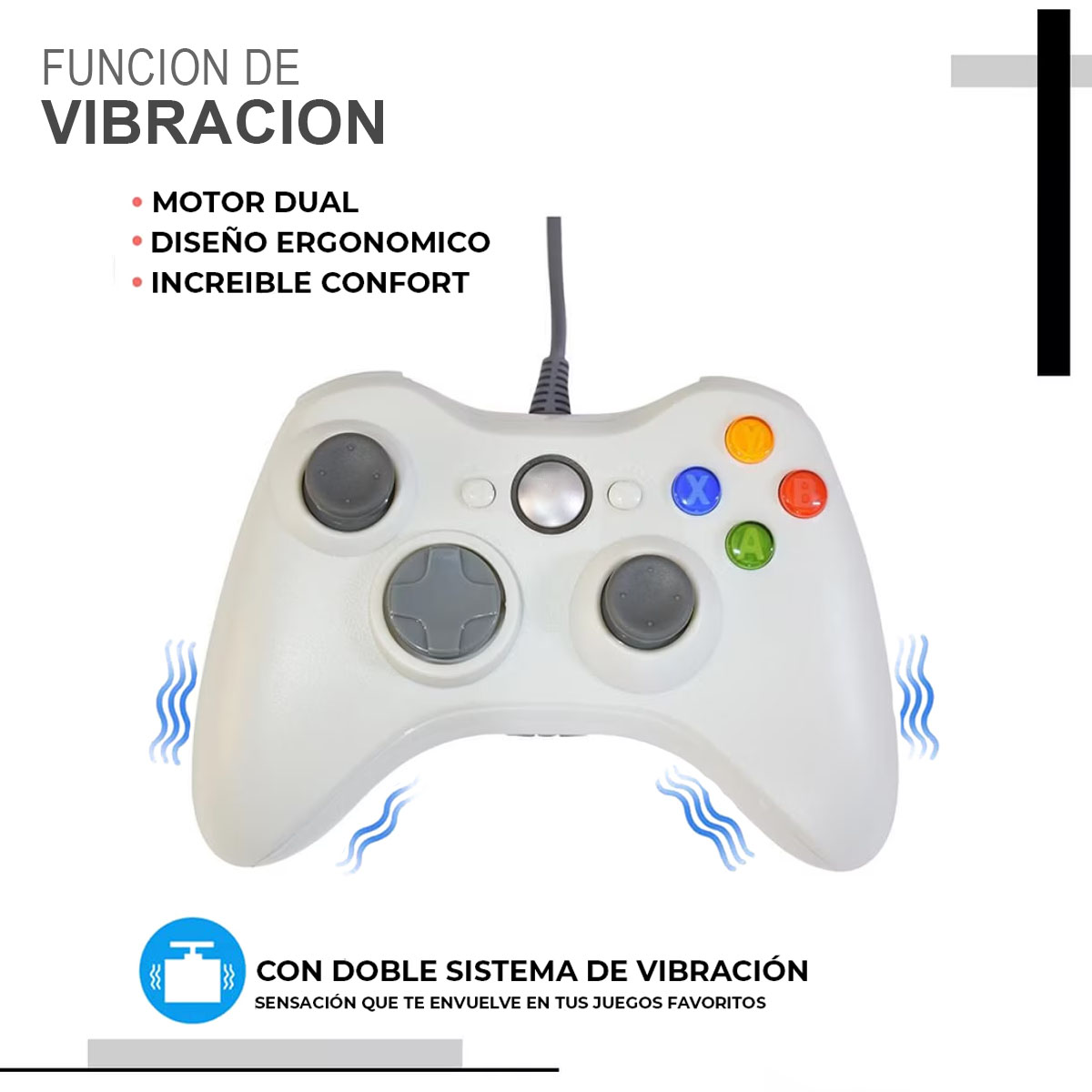 Foto 4 pulgar | Control Joystick Kimhi Gamepad Alámbrico USB Genérico Ergonómico Blanco