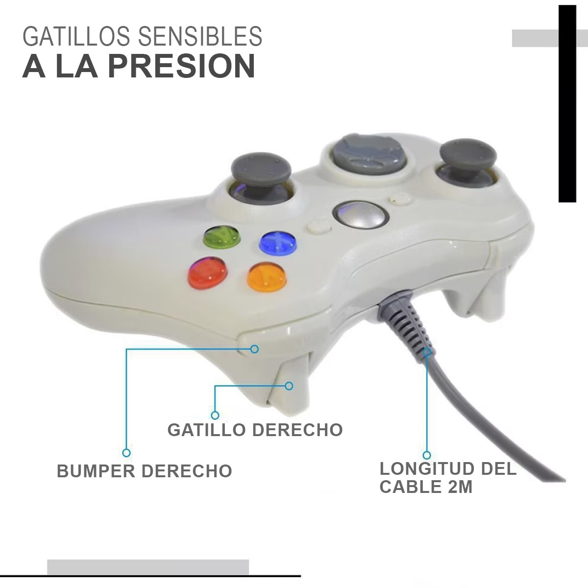 Foto 5 pulgar | Control Joystick Kimhi Gamepad Alámbrico USB Genérico Ergonómico Blanco