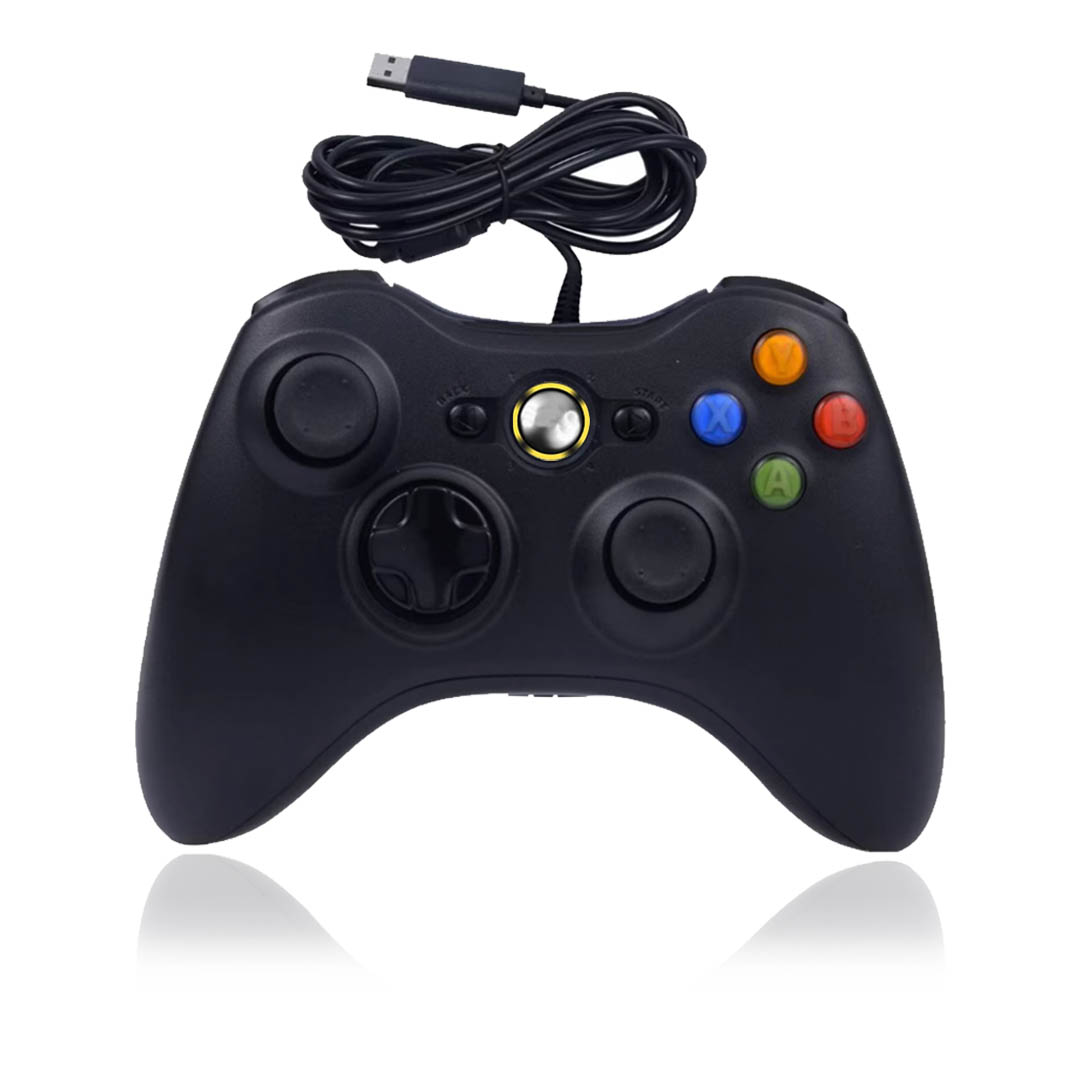 Control Alambrico Negro Para Xbox 360 con Cable USB de 2 Metros