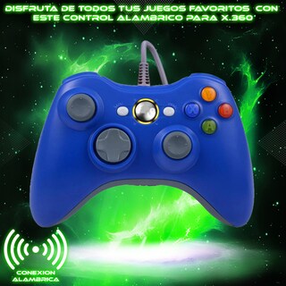 Foto 2 | Control Alámbrico Azul Para Xbox 360